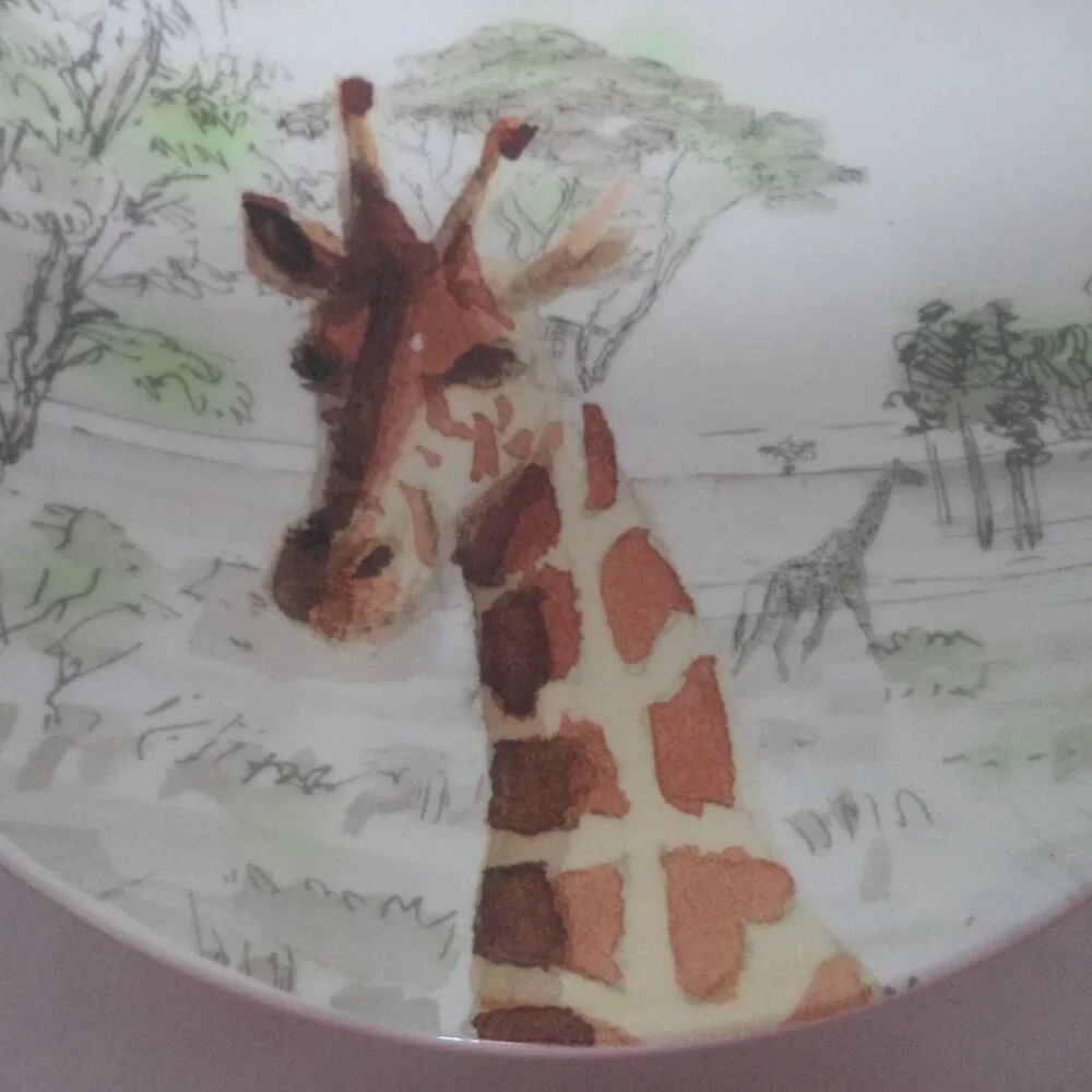 Pier 1 Africa Vtg Hand Painted Earthenware Bowl Set 4 Italy Elephant Lion Zebra